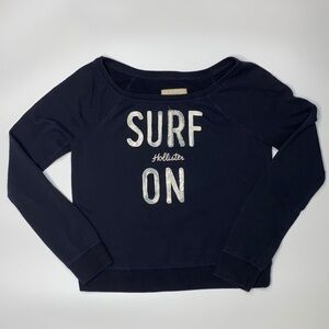 Hollister Navy Blue Surf On Sweatshirt Medium